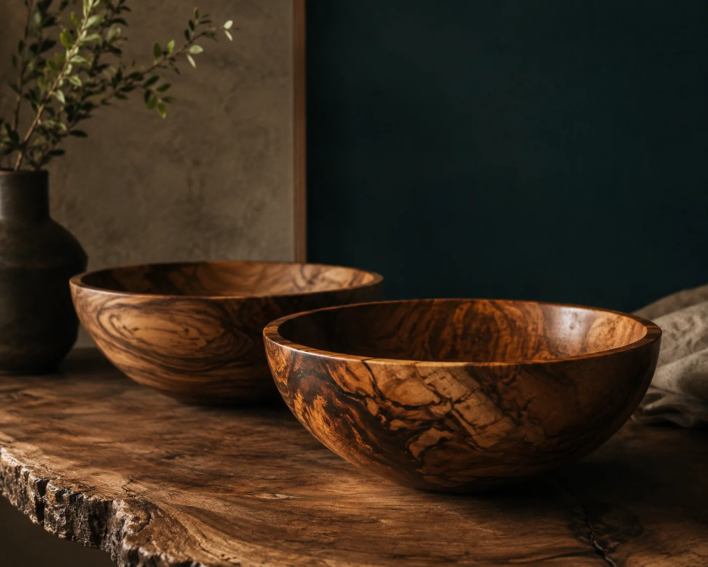 Bowls - Rustic wooden bowls and warm textures